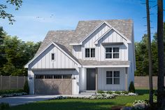 this is an artist's rendering of the front elevation of these house plans for homes