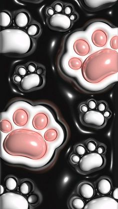 an animal's paw prints in black and white with pink accents on the bottom