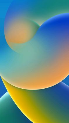 an abstract blue and yellow background with curved curves on the bottom half of the screen