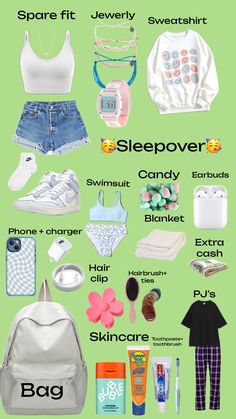 a poster with the words sleepover and other things to put on it in different languages