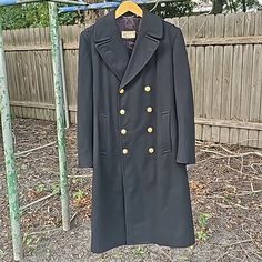 Jacob Reeds' Sons Fine Uniforms. Made In Norristown, Pa. Vintage 1973 United States Naval Academy Pea Coat. 100% Wool. Navy Blue. Gold Naval Emblem Buttons. Double Breasted. Back Button Strap. Single Long Vented Back. Fully Lined. 2 Lower Front Interior Access Combo Pockets. No Size Tag. Measurements Are Approximate: Pit To Pit Measures 23 Inches Length Measures 49 Inches Sleeve Length Measures 24 Inches Excellent Condition Us Navy Jacket, United States Naval Academy, Wool Pea Coat, Vintage 1973, Naval Academy, Coats Vintage, Wool Peacoat, Navy Jackets, Pea Coat