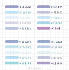 the numbers and symbols for each type of computer keyboard are shown in blue, purple, and green