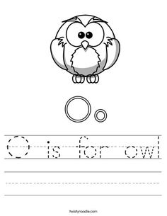 an owl is for owls worksheet with the letter o in it's center