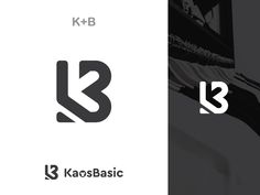 the logo for k + b is shown in black and white