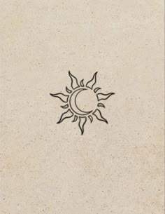 the sun and moon are drawn in black ink on a beige paper background, which is very similar to each other