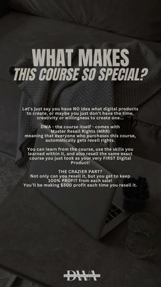 an advertisement with the words what makes this course so special? written in black and white