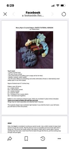 the facebook page for crochet is shown