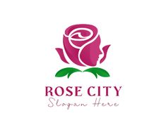 the logo for rose city, a flower shop that sells roses and other things to buy