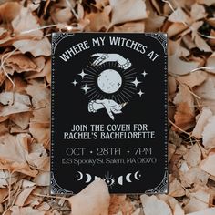 there is a sign on the ground that says where my witches at join the cove for rachel's bachelorette