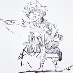 a drawing of two people with one pointing at something