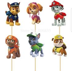 the paw patrol cupcake toppers are ready to be used as cake toppers