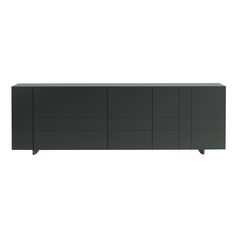 the sideboard is made from dark grey wood and has four drawers on each side