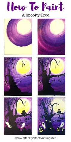 how to paint a spooky tree for halloween with step by step instructions and pictures