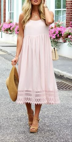 Pink Summer Dress, Modest Summer Outfits, Wardrobe Outfits, Outfit Trends, Pink Summer, Pink Outfits