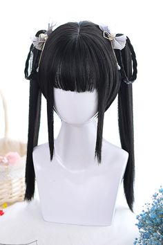 SKU: LIN00283 Fabric:High Temperature Wire Style types: Classic Lolita Season: Spring, Summer, Autumn, Winter Notice: Any of the accessory is not included. Wig Length: 40-45CM. Ponytail Short Hair, Pigtail Wig, Harajuku Wigs, Style Types, Double Ponytail, Human Bean, Ponytail Wig, Classic Lolita, Cosplay Hair