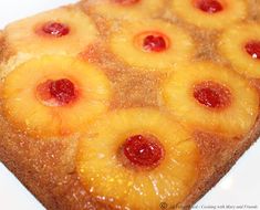 pineapple upside down cake on a white plate