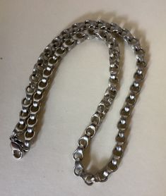 "Monet stainless steel color or dark silver color rolo/belcher/cable chain necklace  Approximately 18 1/4\" with clasp x 5/16\" w.  Marked: Monet tag ( copyright symbol Monet )   Very good condition  07/11/23 1338" Everyday Metal Necklaces With Rolo Chain, Silver Stainless Steel Necklace With Lobster Clasp, Everyday Silver Stainless Steel Chain Necklace, Gunmetal Stainless Steel Jewelry With Lobster Clasp, Gunmetal Link Jewelry In Stainless Steel, Stainless Steel Oval Link Necklaces As Gift, Stainless Steel Link Necklace With Silver Chain, Silver Stainless Steel Oval Link Chain Necklace, Oval Link Stainless Steel Necklaces For Gifts