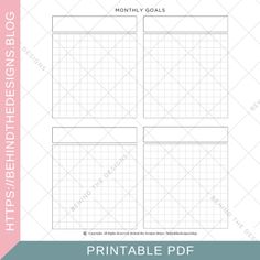 the printable grid planner is shown in three different sizes, with four squares on each side