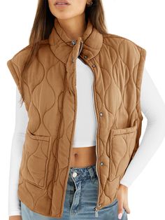 PRICES MAY VARY. Material: Made from durable materials, womens quilted puffer vest is designed to with stand the test of time and trends. And it's lightweight, soft and comfortable to the touch, perfect for fall and winter Feature: Two utility pockets for essentials, quilted design, stand collar with snap button, high neck with adjustable drawstring, sleeveless, lightweight，trendy loose silhouette, full zip, solid color, warm outwear, spring fashion, padded gilet Stay Cozy and Stylish: The basic Women’s Puffer Vest Outfit, Sweater Vest And Leggings, Women’s Vest, Gilet Outfit Women, Quilted Vests, Women Vest, Quilted Puffer Vest, Plus Size Bodycon Dresses, Plus Size Bodycon