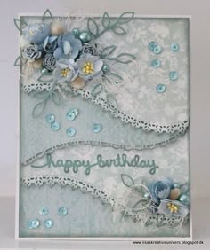 an image of a birthday card with flowers and pearls on the front, in photoshopped from instagram