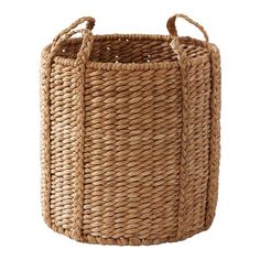 a large woven basket with handles