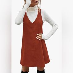 New With Tags! Size : Medium Brand : Milumia Corduroy Pinafore, Corduroy Overall, Corduroy Overall Dress, Rust Dress, Autumn Dress, Party Dress Short, Burgundy Dress, Pinafore Dress, Overalls Women