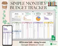 a computer screen with the text simple money budget tracker on it