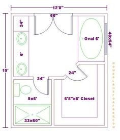 a bathroom floor plan with measurements for the toilet and sink, as well as an area for