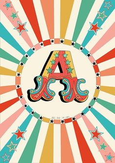 the letter a is surrounded by stars and stripes