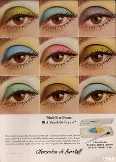 1960s Makeup, Vintage Makeup Ads, 60s Makeup, Beauty Ads, 70s Makeup, Drag Make-up, Makeup Ads, Retro Makeup, Retro Beauty