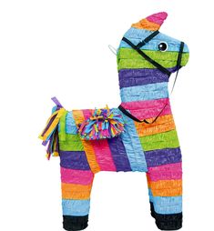 a colorful pinata horse is shown on a white background