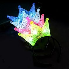 LED Flashing Light-Up Crown Headband Hollow Crown Party Favor 12 pcs Color: Green. Led Glow Lights, Christmas Headwear, Hollow Crown, Crown Party, Glow Light, Tiara Headband, Hair Wreath, Headband Tiara, Tiara Crown