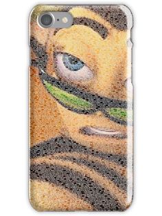 a phone case with the words on it and an image of a tiger's face