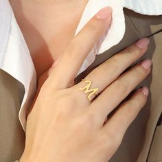 ADJUSTABLE SIZE M-LETTER RING M Letter Ring, M Ring, Party 2023, M Letter, Pendant Ring, Bohemian Ring, Womens Rings Fashion, Letter Ring, Party Rings