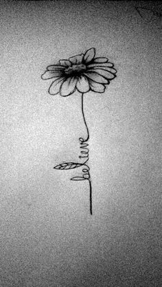 a drawing of a single flower on a white background