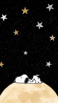 a dog sleeping on the moon with stars in the sky