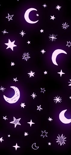 purple stars and crescents on a black background