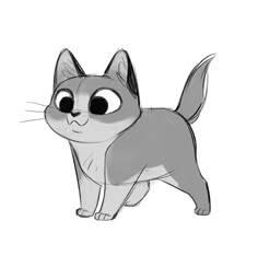 a drawing of a cat with big eyes