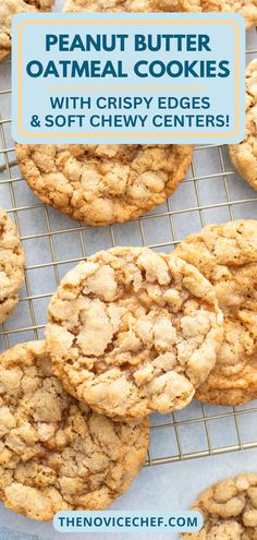 peanut butter oatmeal cookies with crispy edges and soft chewy centers