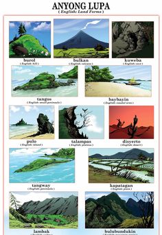 an image of the landforms and mountains that are featured in this poster, which is also