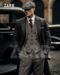 Elevate your style with this Men's 3-Piece Tweed Suit, designed with a nod to Peaky Blinders and vintage British fashion. This timeless ensemble is perfect for weddings, formal events, or vintage-themed parties, ensuring that you make a lasting impression. The suit consists of a single-breasted tweed blazer, a tailored waistcoat, and matching trousers, offering a sharp, polished look. Ideal for groomsmen, 1920s fashion enthusiasts, or anyone seeking a touch of sophistication.

Crafted from a durable wool-blend tweed, this suit offers both style and comfort. Whether you’re looking for a Gatsby-style suit, a vintage wedding outfit, or simply something to stand out, this 3-piece men's suit is the perfect choice. Available in custom sizes, ensuring a perfect fit for all body types. Best Formal Suits For Men, Long Coat Wedding Men, Peaky Blinders Tuxedo, Pesky Blinders Suit, Thomas Shelby Clothes, Tommy Shelby Suit, Speakeasy Mens Fashion, Mobster Suit Men, Peaky Blinders Suits Mens Fashion