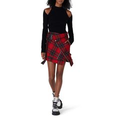 Red printed wool (100% Wool). Skirt. Side zipper closure. Fully lined. Pockets. 15" from waist to hemline. Made in the Usa. Scottish Skirt Outfit, Black White Red Plaid Skirt, Scottish Skirt, Red Tartan Pencil Skirt, Red Plaid Midi Skirt, Red Tartan Skirt, Red Tartan Rara Skirt, Wool Skirt, Rent The Runway