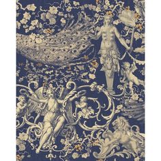 an intricately designed wallpaper with cherubs, angels and flowers on it