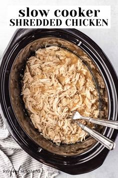 slow cooker shredded chicken in the crock pot