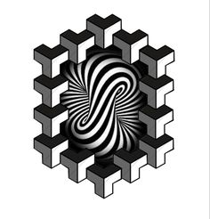 an abstract black and white design with wavy lines