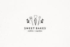 the logo for sweet bakes cookies and cupcakes is designed with hand drawn doodles