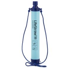 a blue water bottle with a rope attached to it