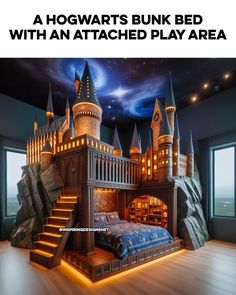 a bed that is made to look like a hogwarts castle