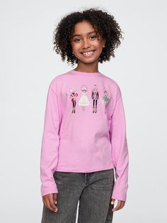 Soft cotton graphic T-shirt.  Crewneck.  Long sleeves.  Assorted graphics at front.  Fit: Relaxed.  A straight & easy fit.  For a Classic fit, go down one Gap Kids, Girl Sweatshirts, Pesticides, Toddler Gifts, Soft Knits, Graphic T Shirt, Gap, Graphic Tshirt