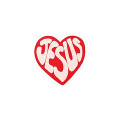 a heart shaped sticker with the word jesus printed on it's bottom corner